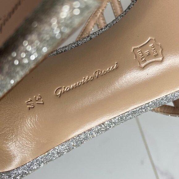 Gianvito Rossi VEGA Bright Silver Glitter Caged High Heel Sandals 100mm - Picture 11 of 13